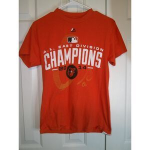 Vintage Majestic Baltimore Orioles 2014 AL East Division Champions‎ MLB TShirt S